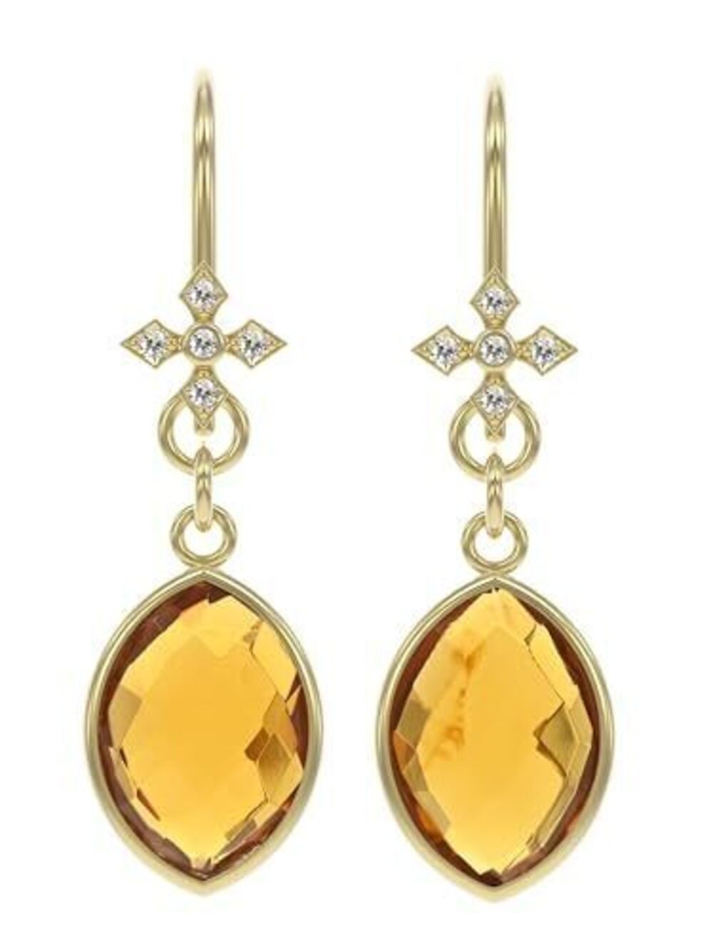 9972 Citrine Earrings in Marquise Shape - 18K Gold Vermeil, Certified 925